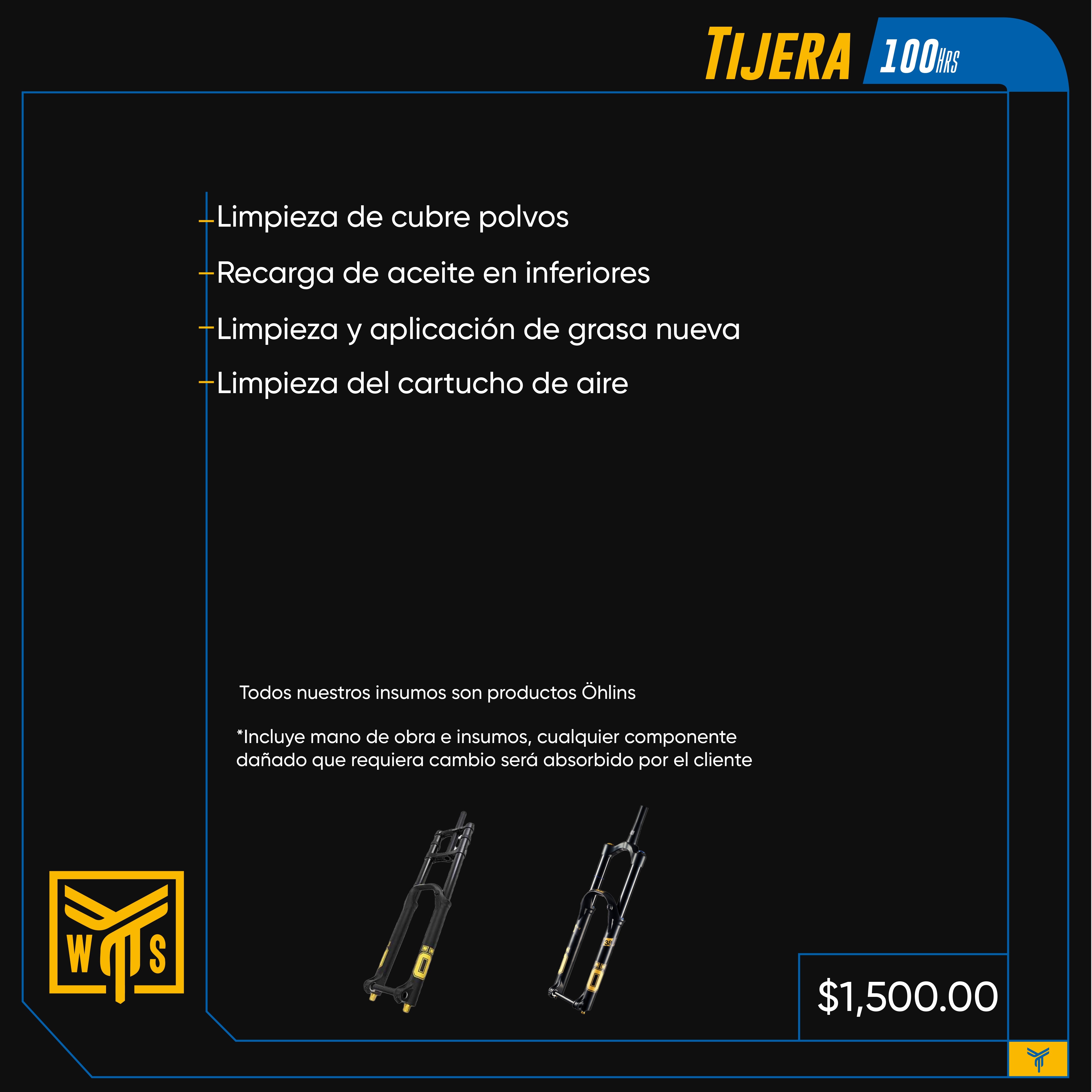 Servicio Tijera Ohlins 100 horas