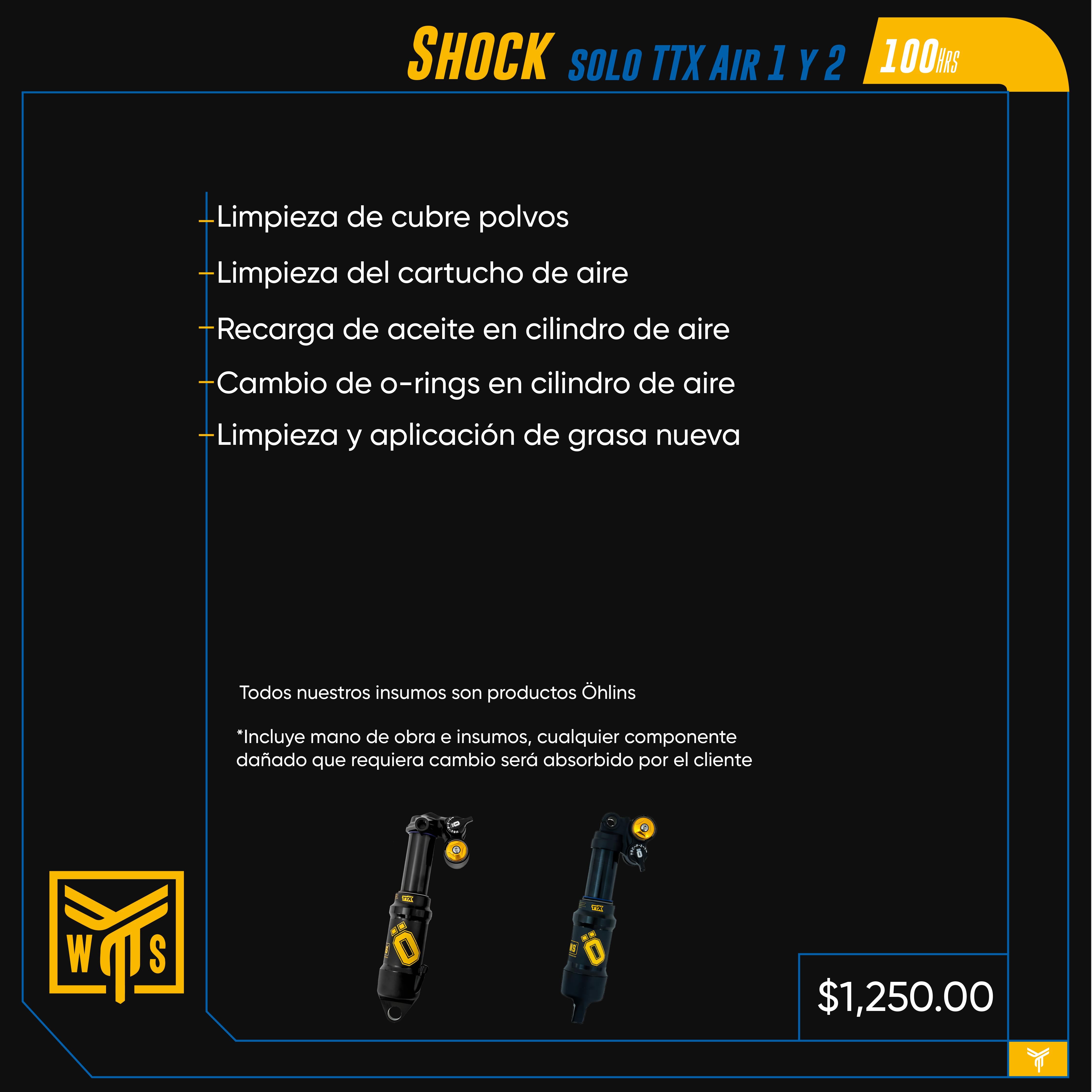 Servicio Shock Ohlins Solo TTX Air 1 y 2 (100 hrs)