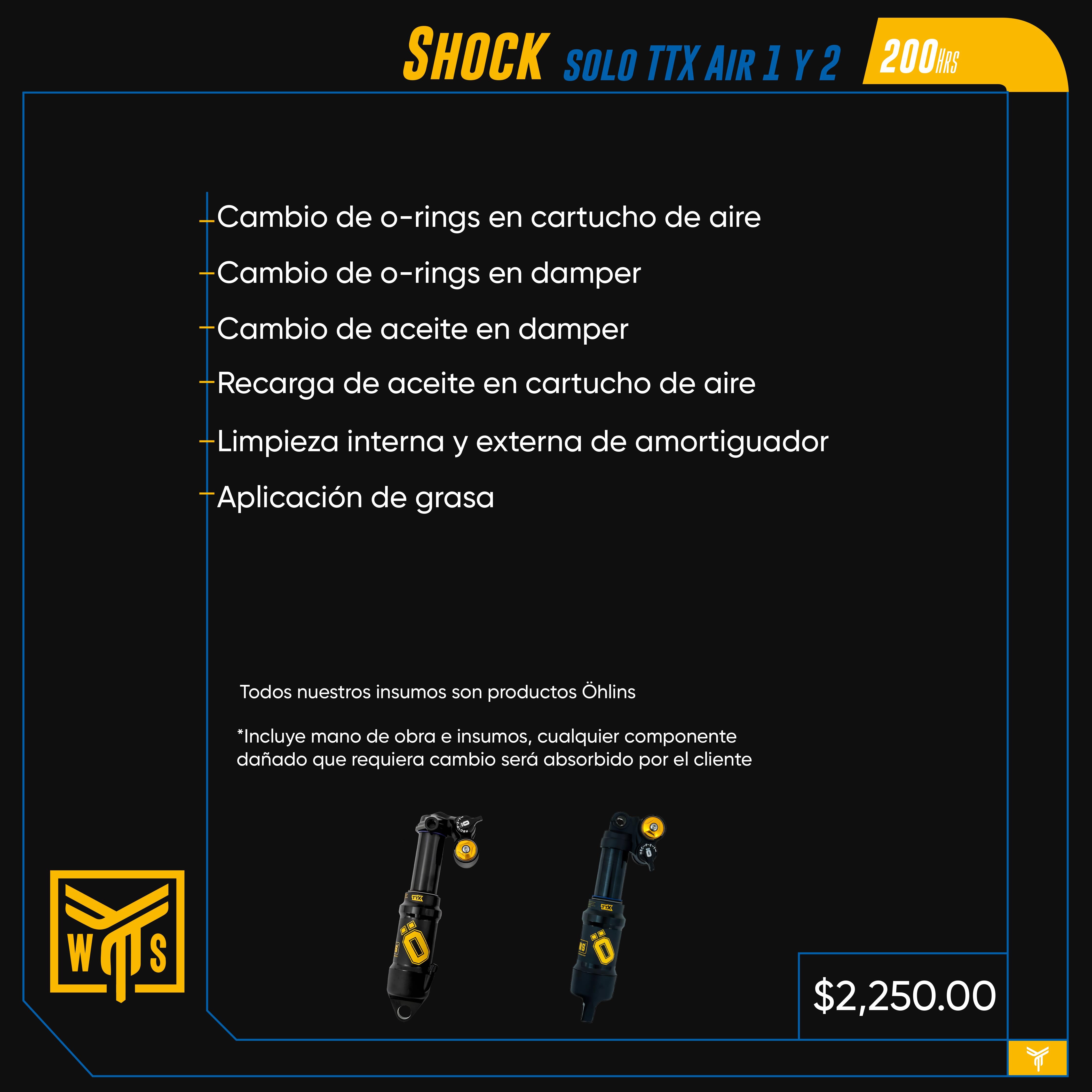 Servicio Shock Ohlins TTX Air 1 y 2 (200 hrs)