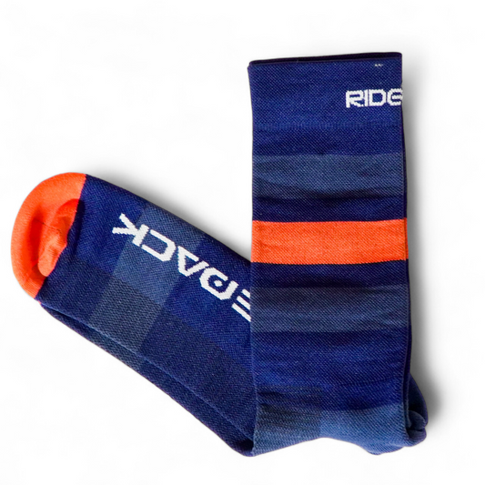 Calcetas Ridepack Azul con Rayas Naranjas (2x1)